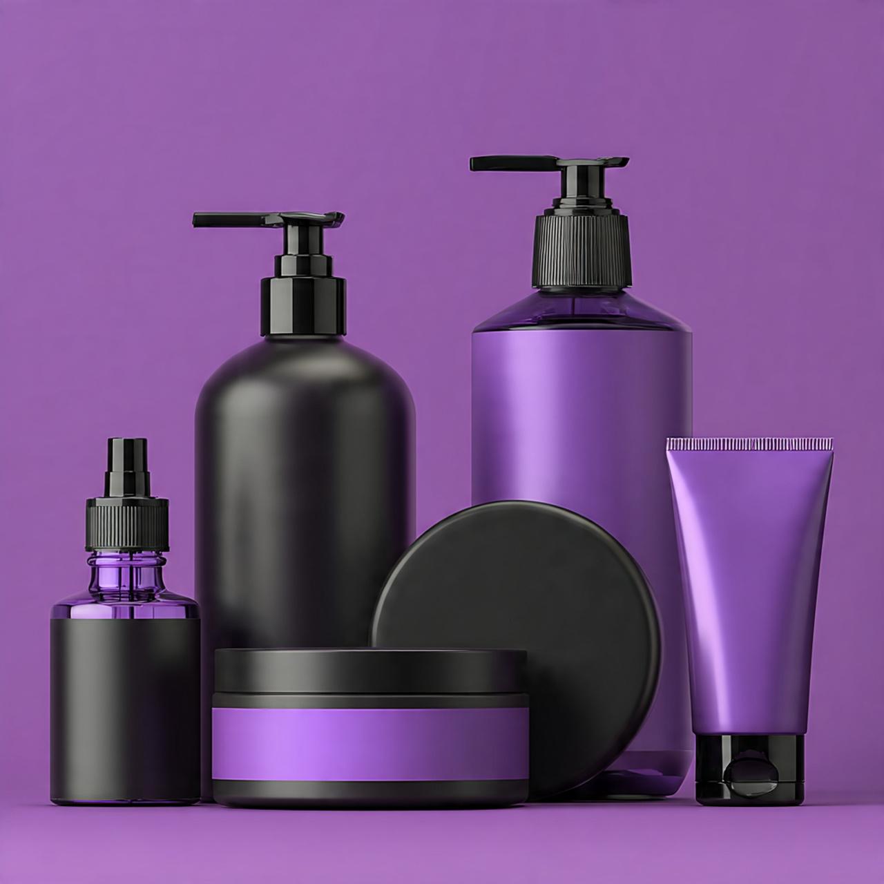 Home cosmetics products product packaging purple and black (1)